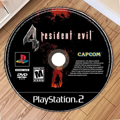 Resident Evil Printed CD Round Carpet Living Room Bedroom Circle Rugs Non Slip Home Sofa Hallway Balcony Floor Mat Outdoor Rug