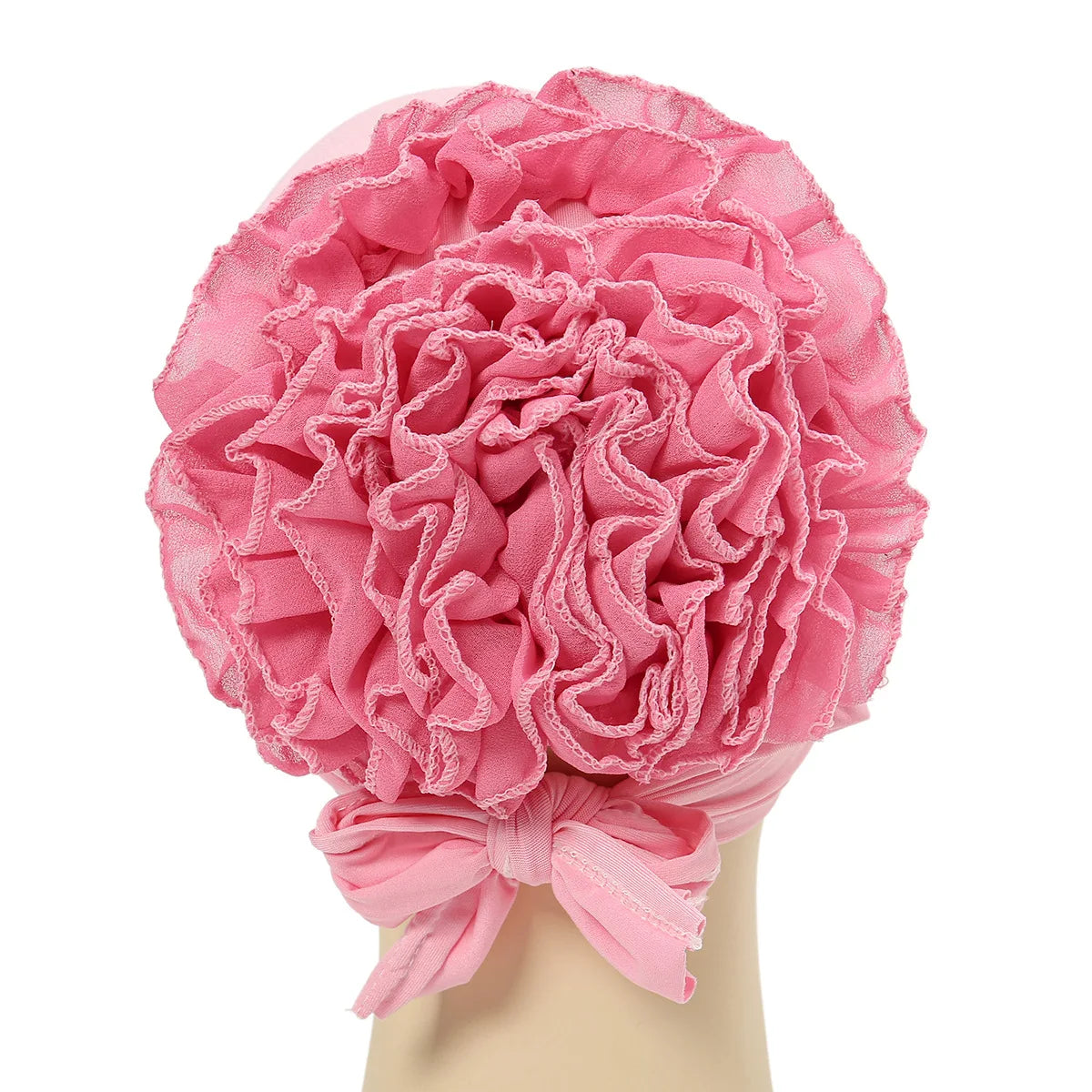 Fashionable Women's Hijabs Solid Color Hijab Turban Caps Chiffon Flower Decor Headwear Islamic Head Wrap Head Scarf Cap