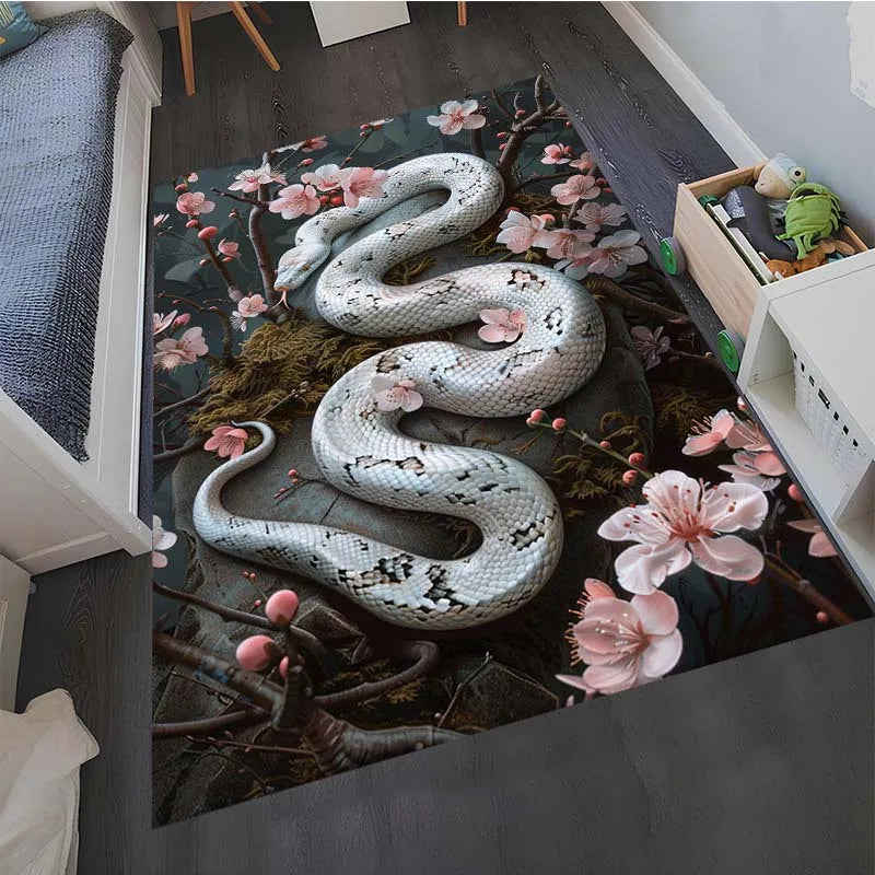 Beautiful White Snake Fashion Print Non-Slip Carpet Door Mat Outdoor Carpet Yoga Mat Bedroom Living Room Dormitory Balcony Decor