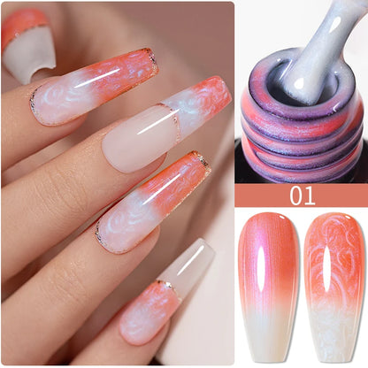 7.5ML Summer Fruit Series Cat Magnetic Gel Nail Polish Green Purple Pink Cat Eye Gel Soak Off UV Nail Art Varnish For Manicure