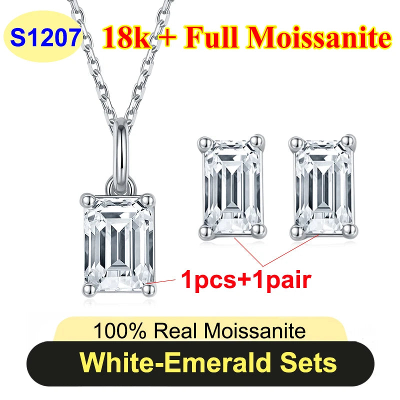 Full Shape 1-3ct Moissanite Women's Moissanite Jewelry Sets 925 Silver Plated 18k Gold D Color Necklace Earrings For Women Gift