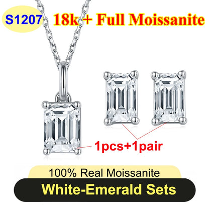 Full Shape 1-3ct Moissanite Women's Moissanite Jewelry Sets 925 Silver Plated 18k Gold D Color Necklace Earrings For Women Gift