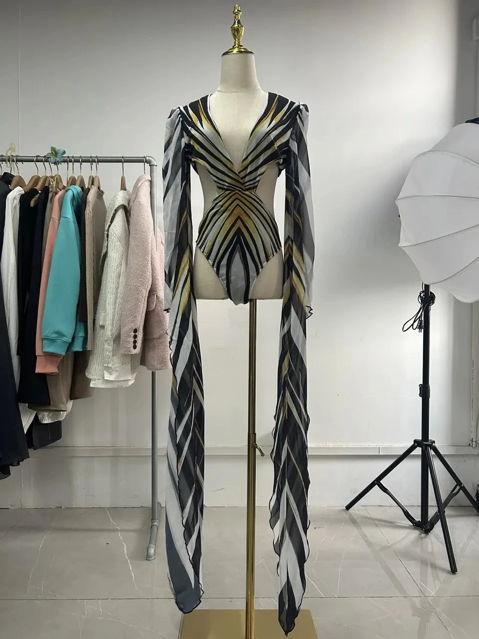 Vzvn 2026 New for Women Swimwear Bodysuit Sexy Fashion Print Swim Suit Bathing Suit Beachwear Long Sleeve One Piece Swimsuit