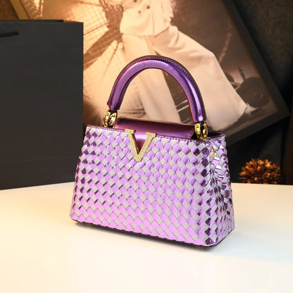 Genuine Leather Woven Handbag For Women 2026 New Light Luxury Women's Shoulder Bag Fashion Commuter Messenger Bag Versatile