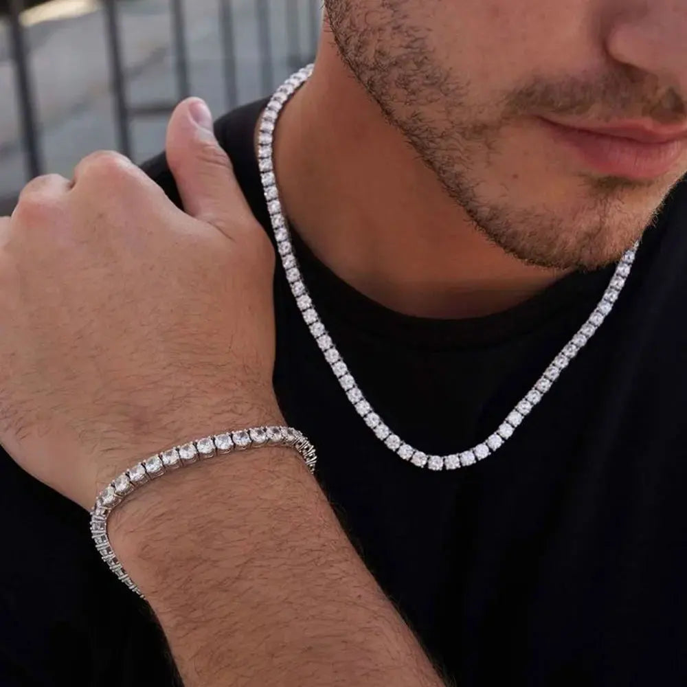 Kanolan GRA Certified Moissanite Tennis Necklace D VVS1 2/3/4/5/6.5mm 925 Sterling Silver Wedding Tennis Necklaces for Women Man