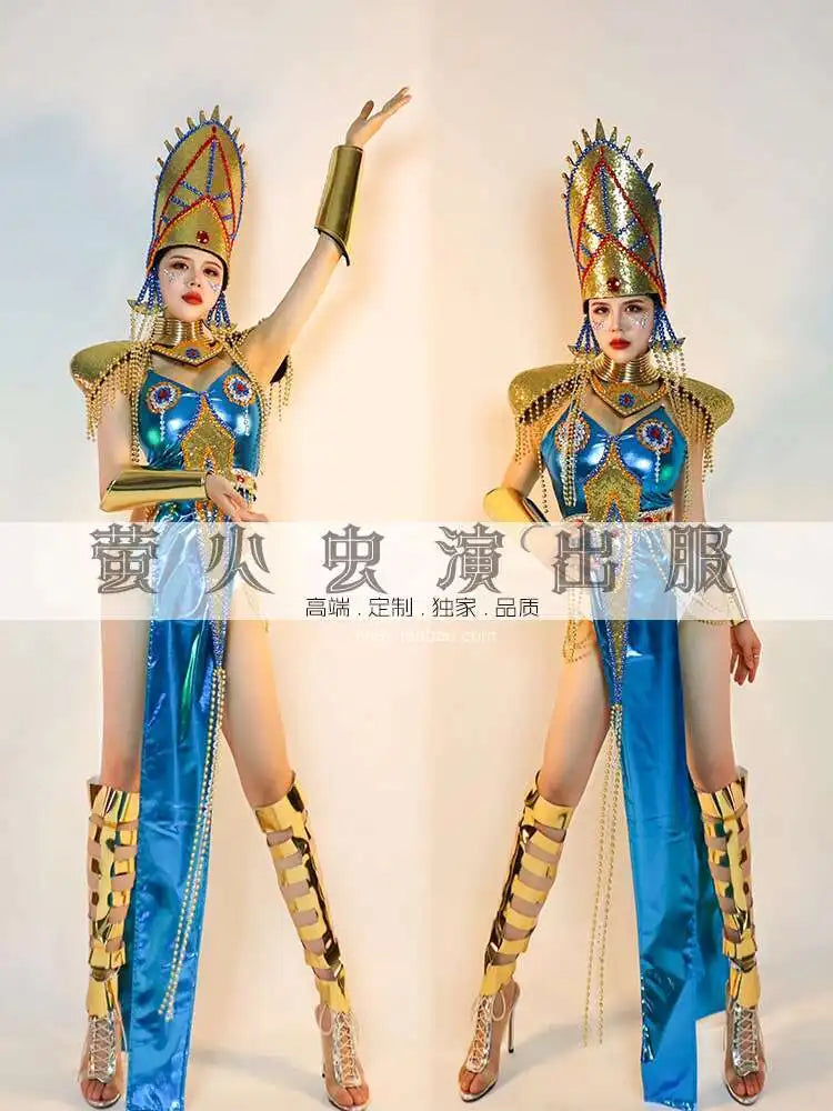 Firefly Bar Gogo Performance Costume for Women New Gold Egyptian Pharaoh Queen Exotic Style Elegant Stage Outfit