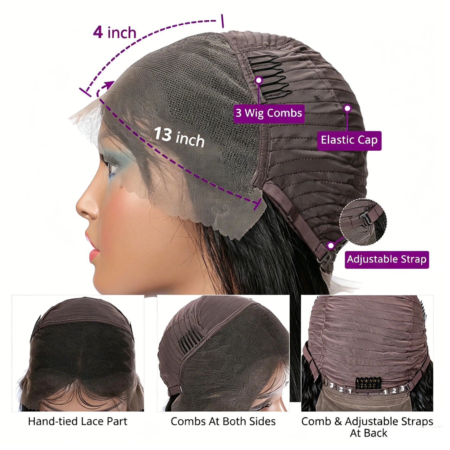 220% Density Straight 13x4 Lace Frontal Short Bob Wigs 100% Human Hair 4x4 Lace Closure Wig Virgin Bob Wigs #1B Natural Black