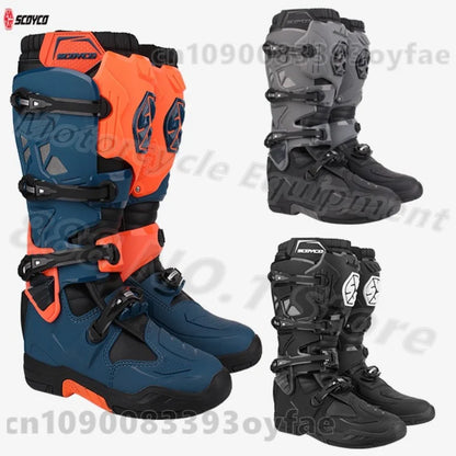 SCOYCO MBM004 Motorcycle Protective Boots Anti-drop Motocross Boots Anti-Slip All-Terrain Grip Motobike Waterproof Shoes