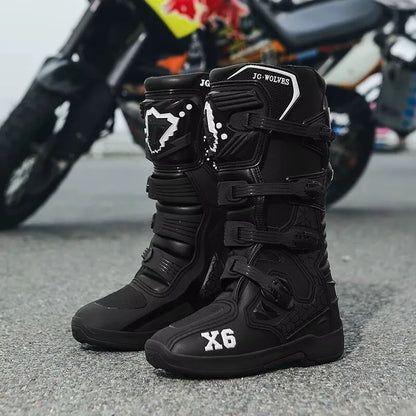 Motorcycle Boot Men Women Riding Mid-Calf Ankle Protective Shoes Motorbike Equipment Racing Rally Long Botas Motorcycle Boots