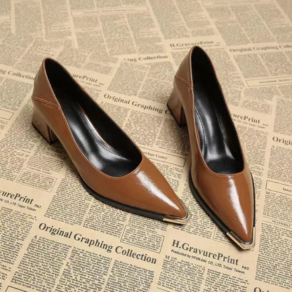 Elegant Heeled Women's Pointed Toe Fashion Shallow Shoes 2026 Autumn Party Loafers High Heel Dress Shoes Luxury Mujer Sandalias