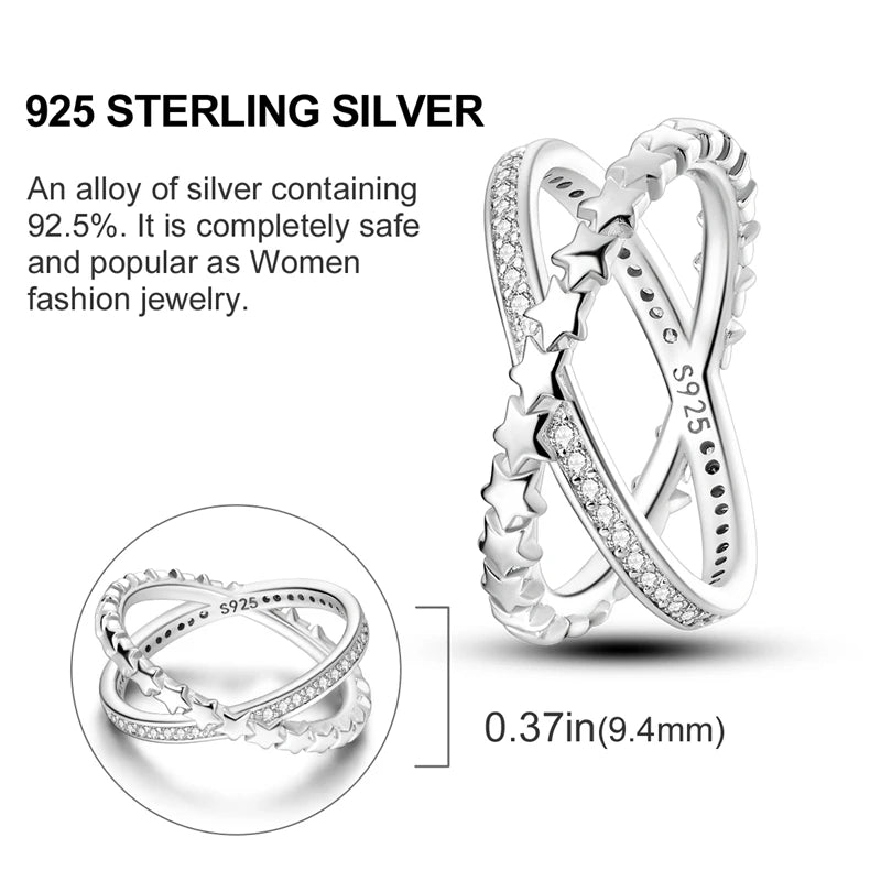 Original 925 Sterling Silver Ring Colorful Diamonds Cubic Zircon Finger Ring For Women Jewelry Wedding Engagement Birthday Gift