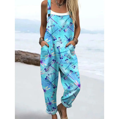Relaxed Fit Women's Overalls with Cute Animals Patterns Fashion Jumpsuits Adjustable Design for Picnics and Country Outings