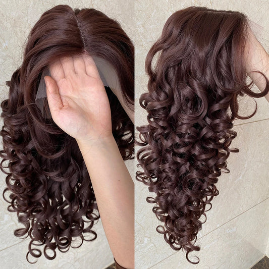 24Inch Latisha Synthetic Lace Front Wigs For Women Curly Afro Lace Wigs Black Blonde Orange 13X4.5X1 Cosplay Hair Daily Use