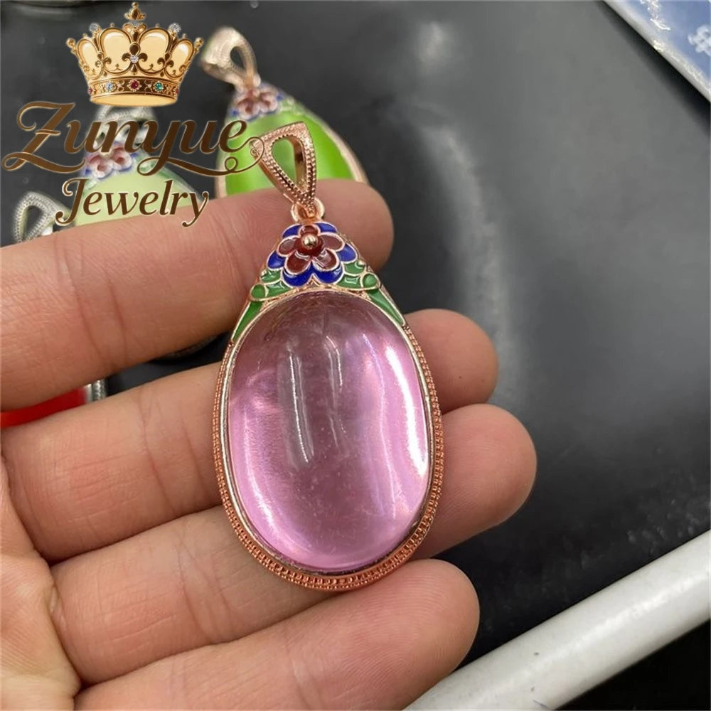 Natural Colorful Cat's Eye Stone Pendant Necklace Elegant Fashion Daily Wear Luxury Quality Fine Jewelry For Women Unisex Gift
