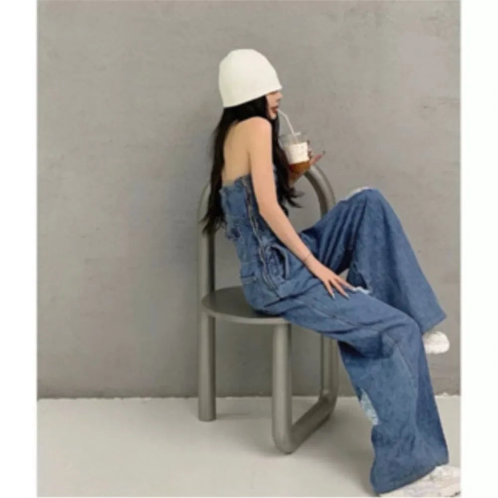 Casual Jumpsuit Jumpsuits For Woman Retro Hot Girl Style Street Slim Fashionable Women's Clothing Sleeveless Trendy Solid Color