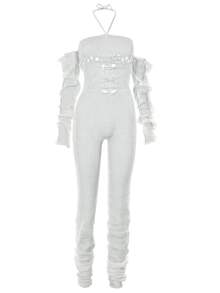 Sisterlinda Fashion Trend Y2K Jumpsuits Women Patchwork Sleeve Bandage Stretch Hipster One Piece Overalls Female Streetwear 2023