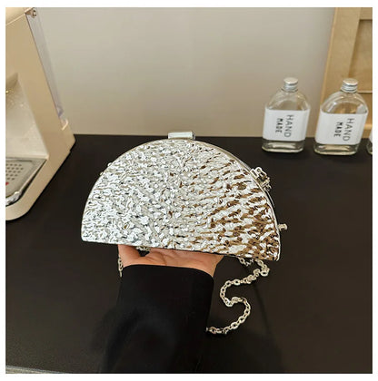 Luxury Golden Evening Bags For Women Wedding Dinner Party Chain Shoulder Cross Body Bag 2024 Designer Purses And Handbags
