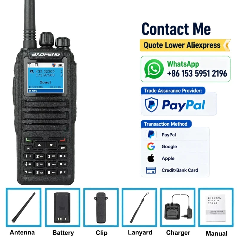 Baofeng Radio Dmr Dm-1701 Open Gd77 Sms 5W Digital Walkie Talkie  Hunting Camping Two-Way Radio