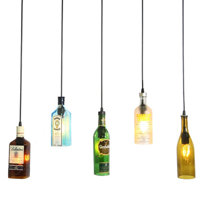 Retro Industrial Loft Wine Bottle Pendant Lights Restaurant Cafe Bar Glass Hanging Lamp Clothing Store Lustre Indoor Lighting