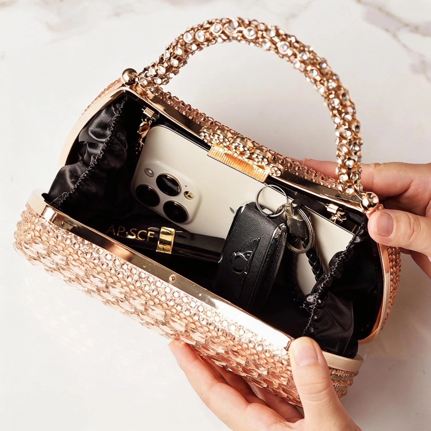 Silver Woman Bag Shine Bling Crown Hasp Diamond Shoulder Bag Crossbody Luxury Designers Rivet Clutch Party Evening Sparkly Purse