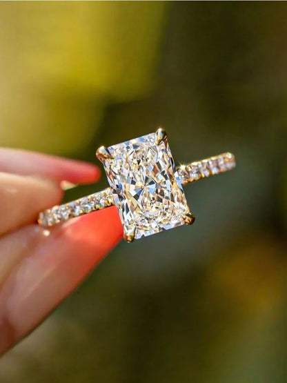 925 Sterling Silver 2-5CT Rectangle Zircon Gorgeous Shiny Ring For Women Anniversary Wedding Luxury High Quality Fine Jewelry