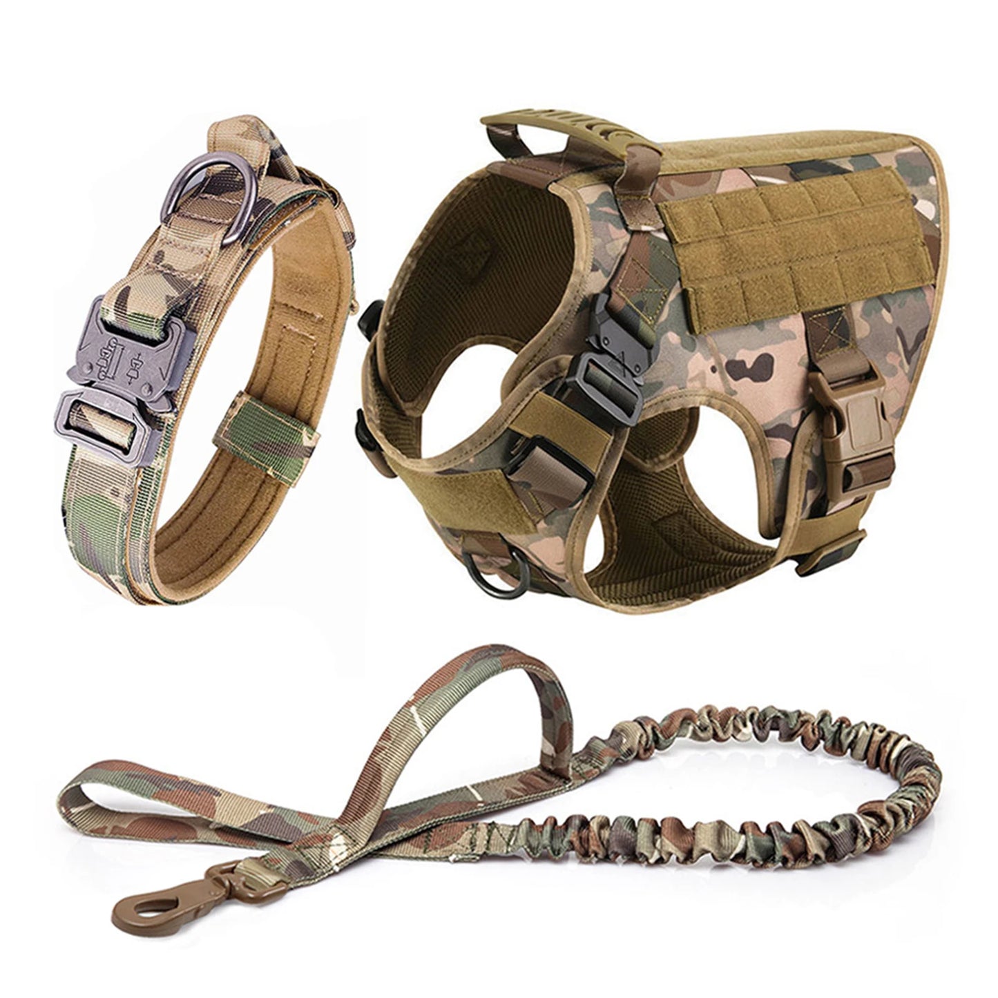 Dog Harness Collar Leash Molle Pouches For Medium Large Dogs Pet German Shepherd Training Walking Vest Tactical Dog Harnesses