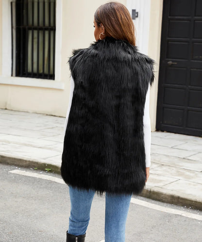 VigoCasey 2026 Autumn Winter Sleeveless Thick Faux Fur Vest Coat Woman Khaki Plush Warm Waistcoat Lady Casual Fluffy Vest Jacket