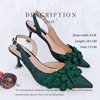 Nigerian Banquet Shoes and Bags African Fashion Peach Ladies Matching Shoes and Bags Pointed Toe High Heels Wedding Party