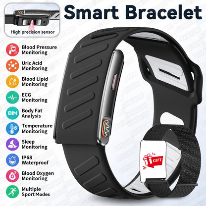 Newly Men Women Smart Band ECG Blood Pressure Uric Acid Monitor 3ATM Waterproof Sports Fitness Tracker Bracelet For Android iOS