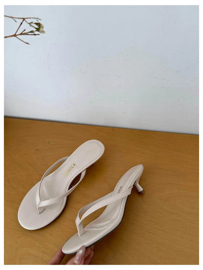 2026 New Summer Thin Heels Slippers Sandals Narrow Band Slides Ladies Shoes Fashion Women Pumps Flip Flops Luxury Slippers Shoes