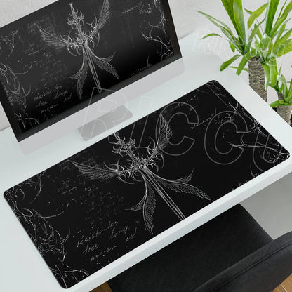 Black White Cybersigilism Deskmat Gothic Sword Art Mousepad Office Rubber Mouse Pad XXL PC Desk Accessories Gaming Keyboard Mats