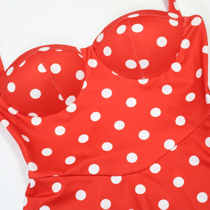 Joskaa Polka Dot Halter Bandage Rompers Women Sexy Low-cut Sleeveless Backless Bodycon Playsuits Y2k Streetwear Holiday Clubwear