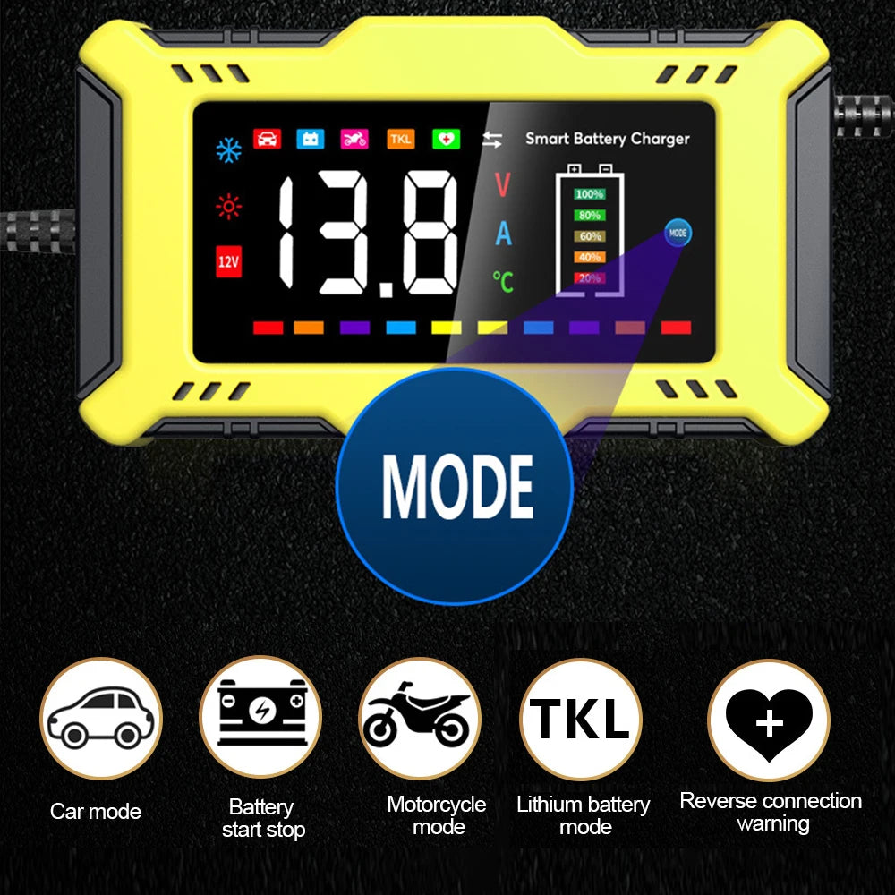 Car Battery Charger Intelligent Smart Battery Charging Universal 12V 10A/6A Fast Power Charging Pulse Repair Tools For SUV Motorcycle Truck RV