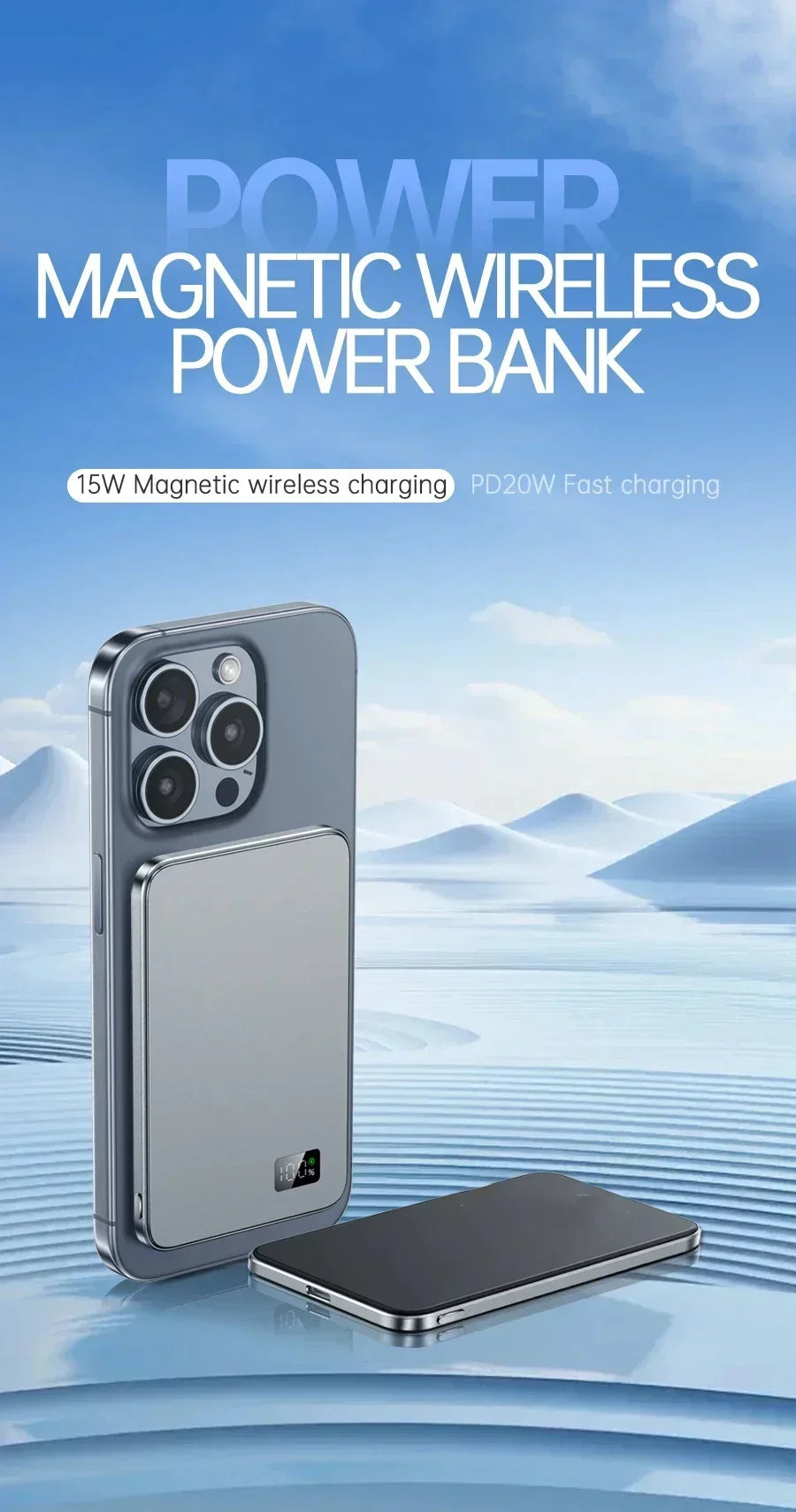 Lenovo PD22.5W Fast Charging Magsafe External Battery Magnetic Wireless Power Bank 500000mAh For iPhone Samsung