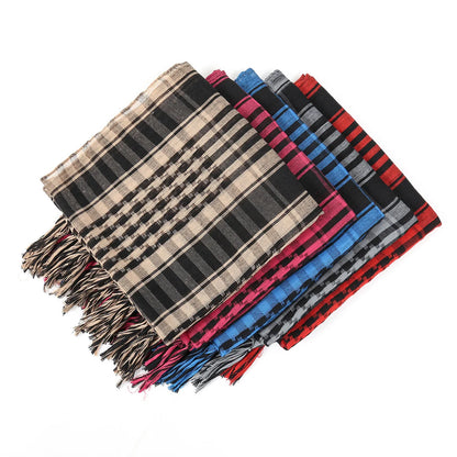 2024 New Plaid Hijab Scarf for Men and Women Arab Desert Headscarf Soft Tactical Hiking Scarves Unisex Turban Military Shawl