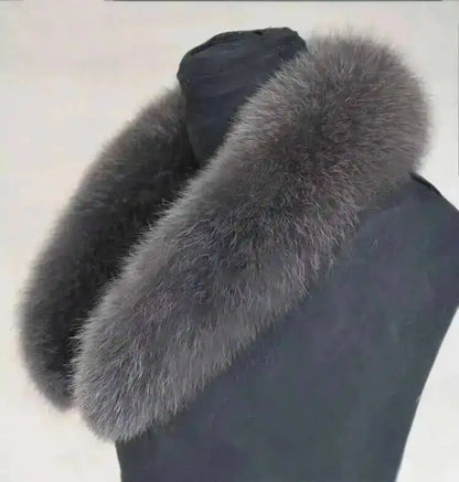 Natural Color Raccoon Fox Real Fur Collar Scarf Genuine Big Size Scarves Warp Shawl Neck Warmer Stole Muffler with Clip Loops #6