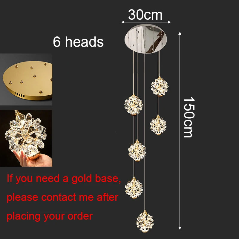 Modern Crystal stair chandelier lights indoor lighting Ceiling lamp hanging light led Chandeliers for living room indoor lightin