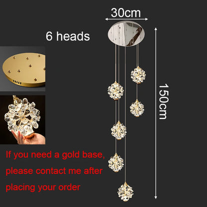 Modern Crystal stair chandelier lights indoor lighting Ceiling lamp hanging light led Chandeliers for living room indoor lightin