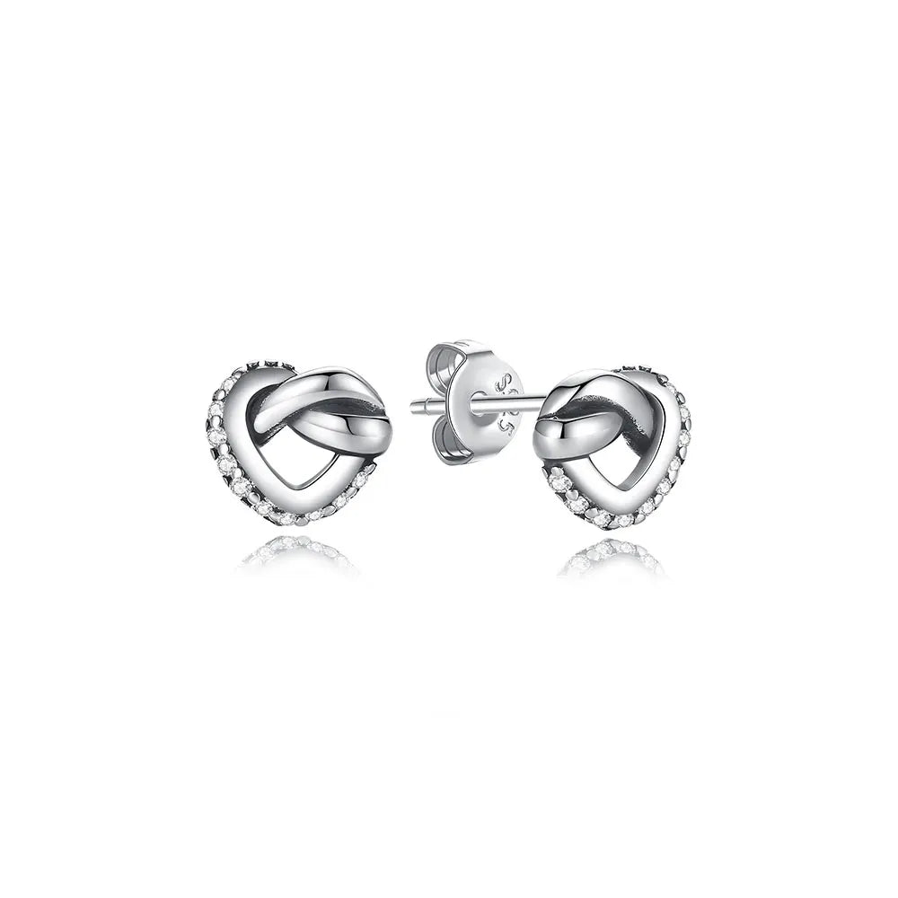Original 925 Sterling Silver Earrings Infinity Love Heart Piercing Crystals Stud Earings For Women Birthday Gift Luxury Jewelry