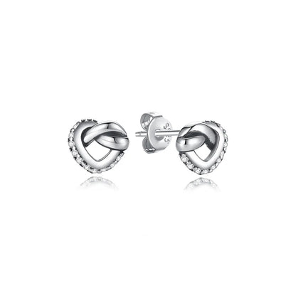 Original 925 Sterling Silver Earrings Infinity Love Heart Piercing Crystals Stud Earings For Women Birthday Gift Luxury Jewelry
