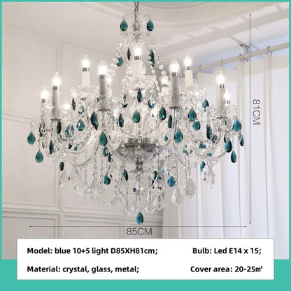 French Romantic Crysatl Candle Chandelier Luxury Glass Pink E14 Pendant Lights Living Room Art Decor Led Lamparas Bedroom Lamp