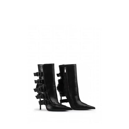 New Belt Buckle Stiletto High Heels Knee Length Boots Autumn/Winter Women's Fashion Pointed Party 34-46 Large Medium Boots