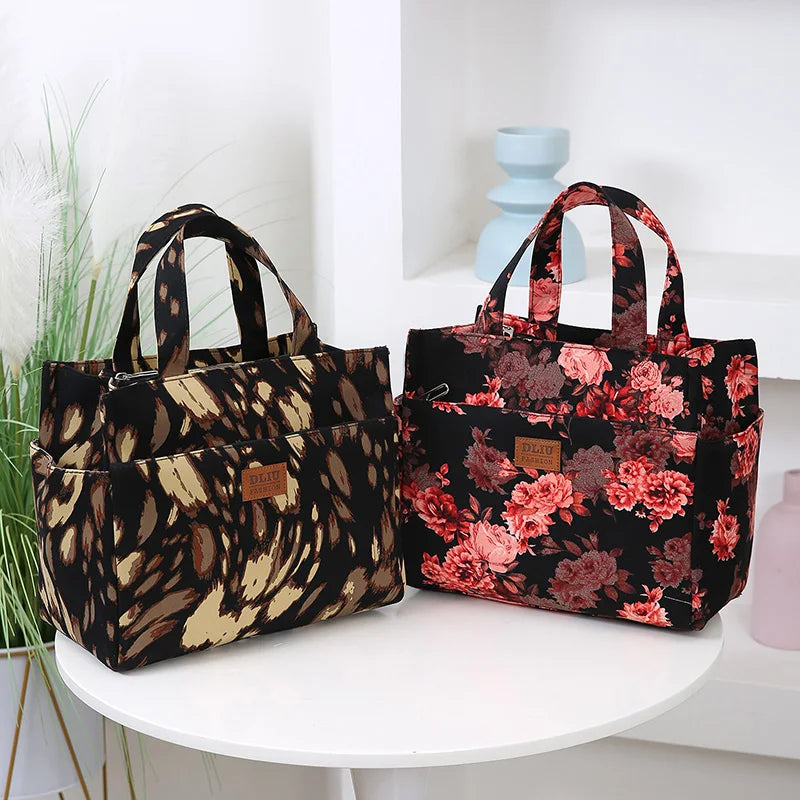 New Large Capacity Thickened Cloth Art Handbag Minimalist Work Lunch Box Storage Bag Suitable for Shopping Miscellaneous Uses