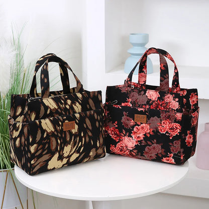 New Large Capacity Thickened Cloth Art Handbag Minimalist Work Lunch Box Storage Bag Suitable for Shopping Miscellaneous Uses