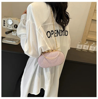 Luxury Sequined Hand-held Dinner Bag, Elegant Style Bag, High-end Chain Single-shoulder Crossbody Bag, Handbag for Wedding Party