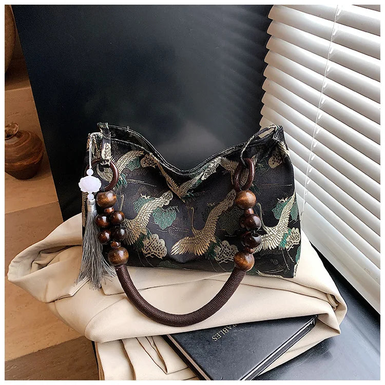 Shoulder Bags Tassel Decoration Embroidered National Style Hasp Sewing Thread 2026 Spring New Hot Sale Women's Handbags