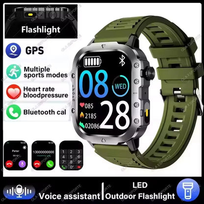 2026 New Rugged Military GPS Smart Watch Men Bluetooth Call Health Monitoring Sports 5ATM Waterproof Smartwatches Man Pk HW12