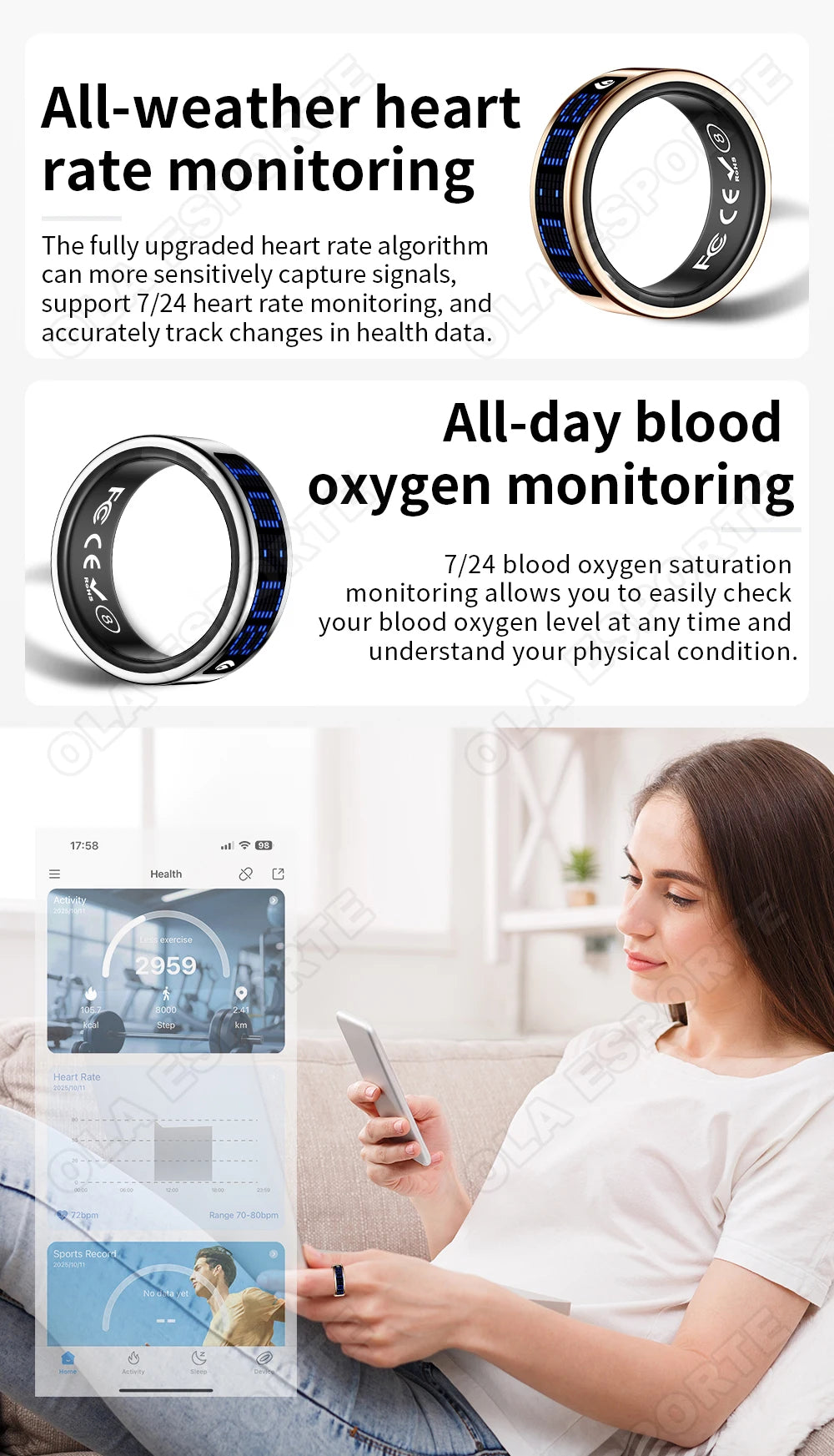 2026 Smart Ring with Touch Display Screen, Wireless Charging, Health Manager, 5 ATM Waterproof For Men Women Smart Rings R12 R08
