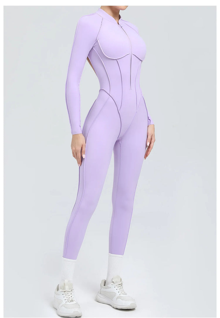 One Pieces Long Jumpsuits Sexy Womens Overalls Mono Streetwear Yellow Body Long Sleeves Woman Clothing Summer Gym Sportswear