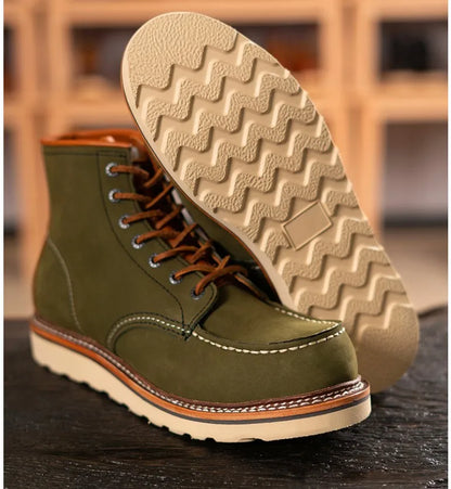 YR Best.Mens Vintage Style Leather Shoes.Good Year 1907 Quality Cowhide Boots.Motor Rider Leather Boots.Retro Casual Top Layer